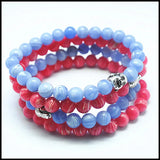 2 pcs Red Rhodonite Stone Bracelet Men's Charms 8mm