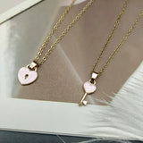 Key Lock Pendant Necklace Heart Jewelry Couple Link Chain Gift