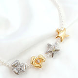 Copper clad 14K Zircon Orchid starfish buckle DIY necklace clip pendant