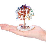 7 Chakra Reiki Healing Tree on Agate Slice Base + Crystal Car Hanging Ornament