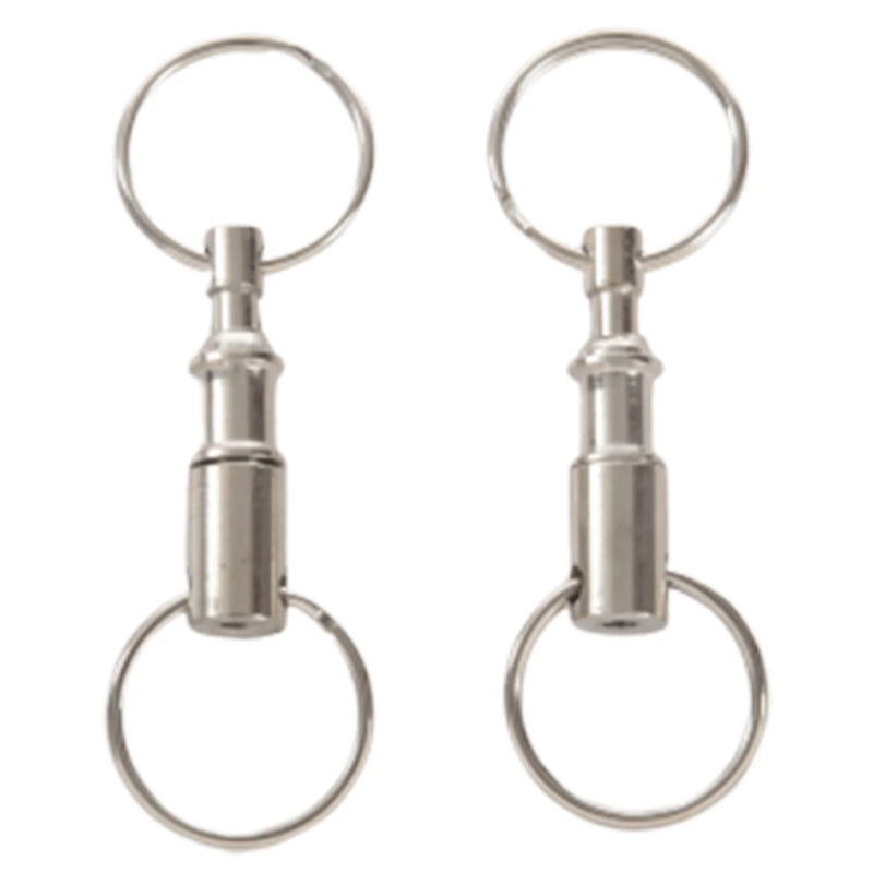 2 pcs Removable Double Keychains Iron Nickel Double Detachable Keychain