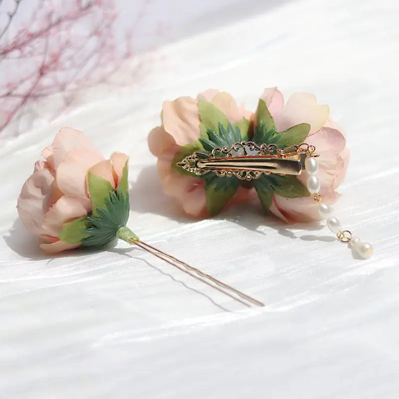 Vintage Hanfu Hairpin Head Jewelry Flower Clips Set