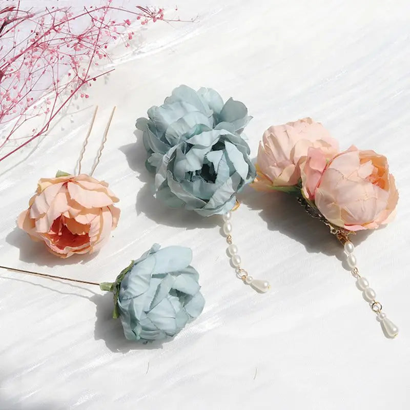 Vintage Hanfu Hairpin Head Jewelry Flower Clips Set