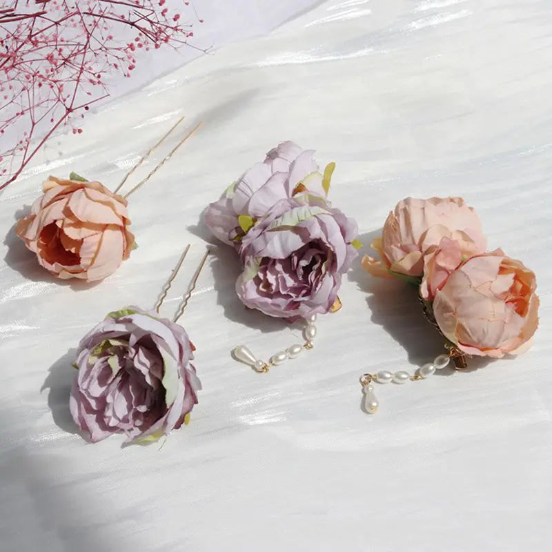 Vintage Hanfu Hairpin Head Jewelry Flower Clips Set
