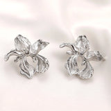 2Pcs Copper-Clad Silver Needle Earrings DIY Accessories