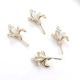2pcs 14K Copper Plated Zircon Lily Pendant DIY Jewelry