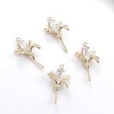 2pcs 14K Copper Plated Zircon Lily Pendant DIY Jewelry