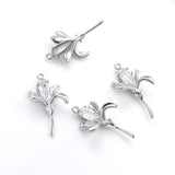 2pcs 14K Copper Plated Zircon Lily Pendant DIY Jewelry