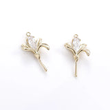 2pcs 14K Copper Plated Zircon Lily Pendant DIY Jewelry
