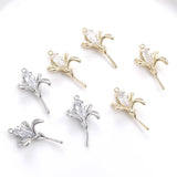 2pcs 14K Copper Plated Zircon Lily Pendant DIY Jewelry
