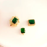 Copper Plated Zircon Emerald Square Pendant DIY Jewelry Accessories