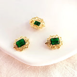 Copper Plated Zircon Emerald Square Pendant DIY Jewelry Accessories