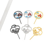 2 Copper Plated Dripping Oil Chinese Fan DIY Baroque Pearl Pin