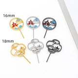 2 Copper Plated Dripping Oil Chinese Fan DIY Baroque Pearl Pin