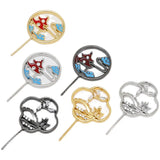 2 Copper Plated Dripping Oil Chinese Fan DIY Baroque Pearl Pin