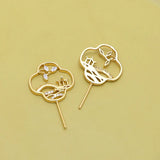 2 Copper Plated Dripping Oil Chinese Fan DIY Baroque Pearl Pin