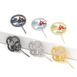 2 Copper Plated Dripping Oil Chinese Fan DIY Baroque Pearl Pin