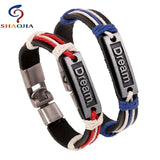Summer Lover Charm Bracelet Metal Dolphin Cow Leather Cuff Wristband