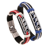 Summer Lover Charm Bracelet Metal Dolphin Cow Leather Cuff Wristband