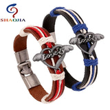 Summer Lover Charm Bracelet Metal Dolphin Cow Leather Cuff Wristband