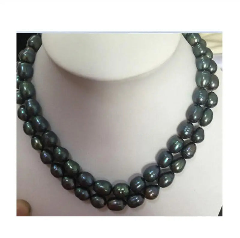 Tahitian Peacock Green Pearl Necklace 18" 19"
