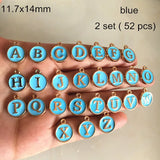 Alphabet Charms, Double Sided Oil Filled English Letter Charms, 52 pcs, 5 Colors