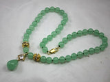 8mm Green Jade Necklace Crystal Pendant