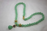 8mm Green Jade Necklace Crystal Pendant