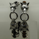 Wolf Leather Steel Bracelet