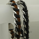 Wolf Leather Steel Bracelet