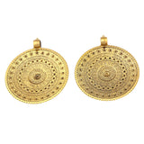 2 x Antique Large Bohemia Flower Round Charms Pendants for DIY Necklace Jewelry
