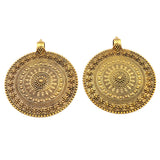 2 x Antique Large Bohemia Flower Round Charms Pendants for DIY Necklace Jewelry