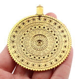 2 x Antique Large Bohemia Flower Round Charms Pendants for DIY Necklace Jewelry