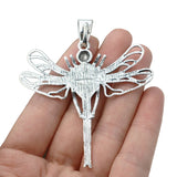 Antique Silver Dragonfly & Faux Stone Charms Pendants 74x64mm