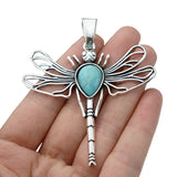 Antique Silver Dragonfly & Faux Stone Charms Pendants 74x64mm