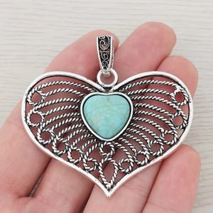 Boho Filigree Love Heart Charms Pendants for DIY Necklace