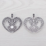 Boho Filigree Love Heart Charms Pendants for DIY Necklace