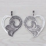 Boho Filigree Love Heart Charms Pendants for DIY Necklace