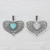 Boho Filigree Love Heart Charms Pendants for DIY Necklace