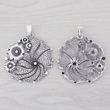 2 Tibetan Silver Boho Large Flower Charms Pendants 68x65mm