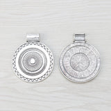 2 Tibetan Silver Large Round Medallion Charms Pendants 77x64mm