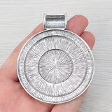 2 Tibetan Silver Large Round Medallion Charms Pendants 77x64mm