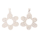 2 Tibetan Silver Open Flower Charms Pendants for Jewelry