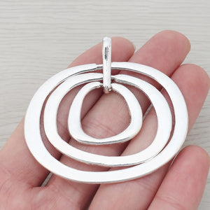 2 x Tibetan Silver Large Round 3 Circle Charms Pendants 60x55mm