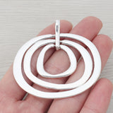 2 x Tibetan Silver Large Round 3 Circle Charms Pendants 60x55mm