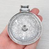 2 x Tibetan Silver Large Spiral Style Round Pendants 82x68mm