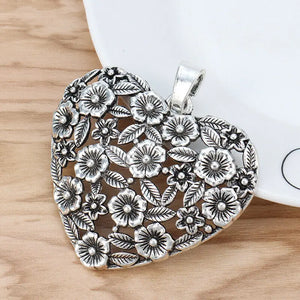 2 Tibetan Silver Hollow Flower Leaf Charms Pendants 67x60mm