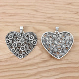 2 Tibetan Silver Hollow Flower Leaf Charms Pendants 67x60mm