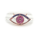 Micro Pave Blue&Red&Black CZ Eye Charm Double Circles For Necklaces Jewelry