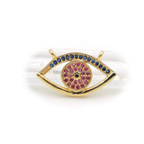 Micro Pave Blue&Red&Black CZ Eye Charm Double Circles For Necklaces Jewelry
